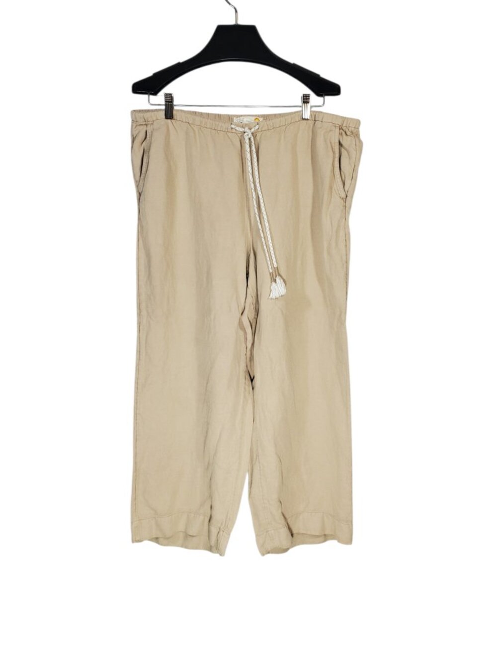 C&C California Linen Blend Pants Women's XL Beige Wide-Leg Beach Boho Hippie